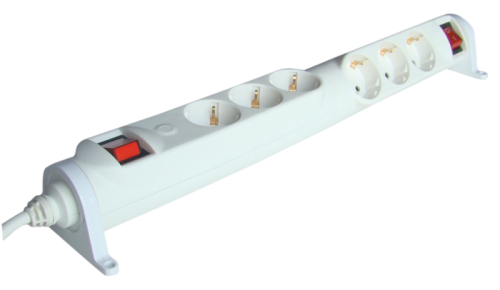 Rozgałęźnik obrotowy z wyłącznikiem, montowany, schuko 2×3×SCHUKO, 3m, max.16A, 250VAC, 3680W, 3x1,5mm2, H05VV-F HRRK3/3 Tracon Electric