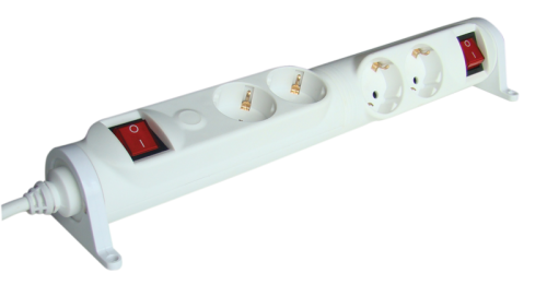 Rozgałęźnik obrotowy z wyłącznikiem, montowany, schuko 2×2×SCHUKO, 3m, max.16A, 250VAC, 3680W, 3x1,5mm2, H05VV-F HRRK2/2 Tracon Electric