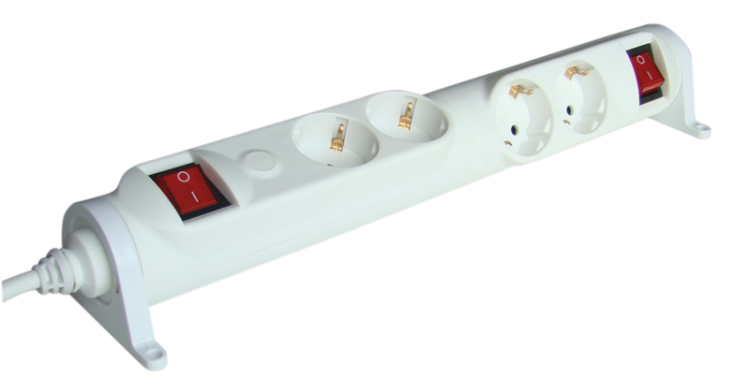 Rozgałęźnik obrotowy z wyłącznikiem, montowany, schuko 2×2×SCHUKO, 3m, max.16A, 250VAC, 3680W, 3x1,5mm2, H05VV-F HRRK2/2 Tracon Electric