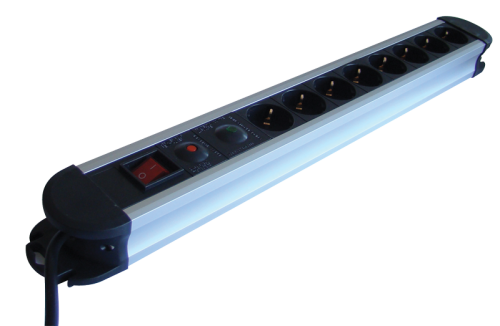 Przedł. ALU z wył. 8 gn.val+przep.+nadp. schuko 8×SCHUKO, 3m, max.16A, 250VAC, 3680W, H05VV-F HKTM8-3M-ALU Tracon Electric
