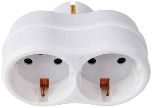 Rozgałęźnik wielogniazdowy SCHUKO, biały 2×SCHUKO, max.16A, 250VAC TNS2 Tracon Electric