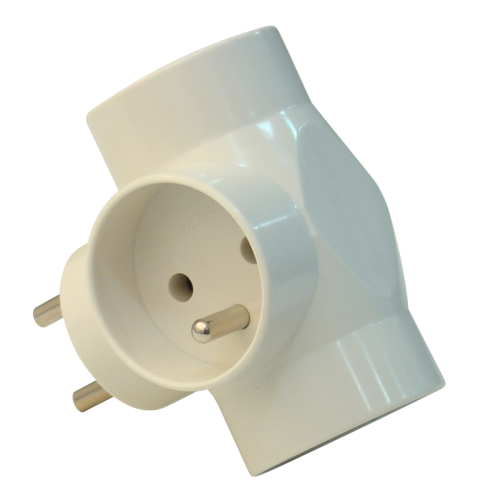 Rozgałęźnik wielogniazdowy z bolcem, biały 3×French, max.16A, 250V TDUGOF Tracon Electric