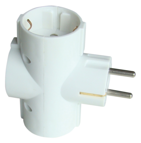 Rozgałęźnik wielogniazdowy SCHUKO, 90°, biały 3×SCHUKO, max.16A, 250V TDUGO9 Tracon Electric