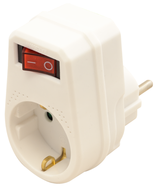Adapter gniazdo z przełącznikiem, biały 1×SCHUKO, 250 VAC, 16 A, max. 3680 W KACS1 Tracon Electric