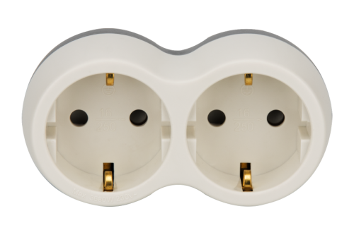 Rozgałęźnik wielogniazdowy SCHUKO, szary+ biały 2×SCHUKO, max.16A, 230VAC, 3680W, PP TND2 Tracon Electric