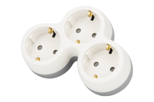 Rozgałęźnik wielogniazdowy SCHUKO, szary + biały 3×SCHUKO, max.16A, 230VAC, 3680W, PP TND3 Tracon Electric