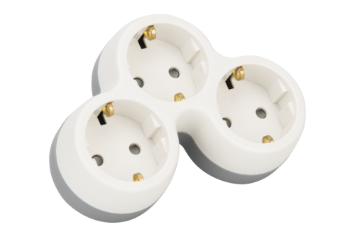 Rozgałęźnik wielogniazdowy SCHUKO, szary + biały 3×SCHUKO, max.16A, 230VAC, 3680W, PP TND3 Tracon Electric