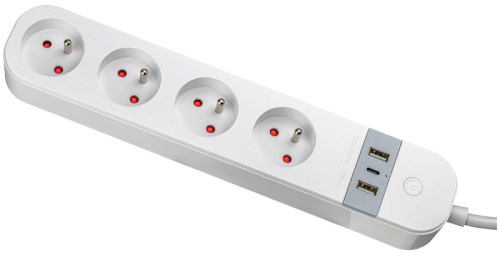 Inteligentna, wielopunktowa listwa zasilająca 4xFRENCH, 2USBA, 1USBC, 240V, 16A, 3x1,5mm2, 1,5m HSM4-2A1C-2M-FR Tracon Electric