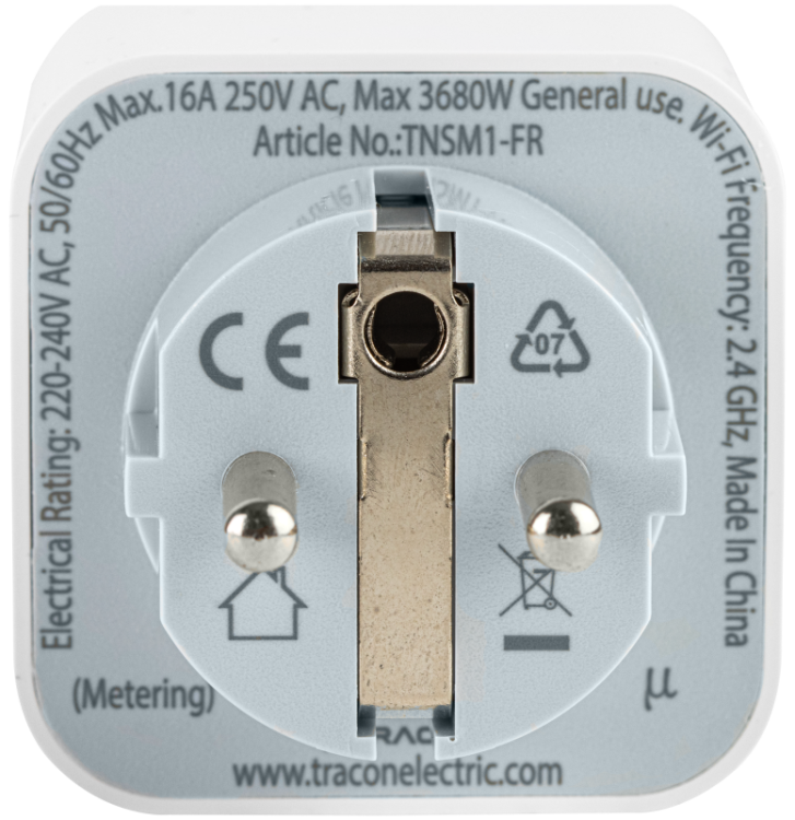 Inteligentne, pojedyńcze gniazdo z bolcem 1xFRENCH, 240VAC, 16A, TNSM1-FR Tracon Electric