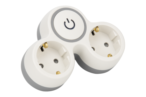 Rozgałęźnik wielogniazdowy SCHUKO , z przełączn. szary+biały 2×SCHUKO, max.16A, 230VAC, 3680W, PP TND2-K Tracon Electric