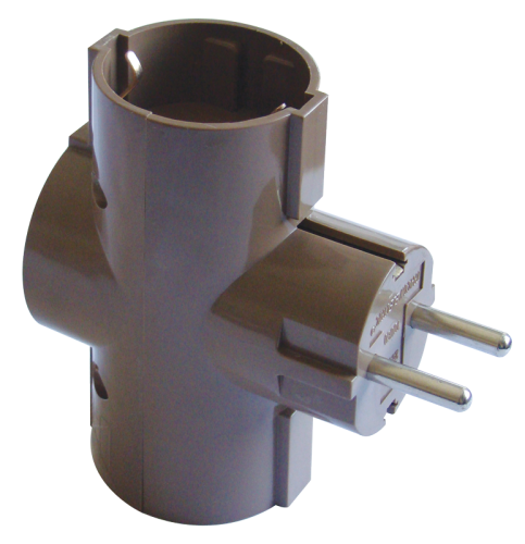 Rozgałęźnik wielogniazdowy SCHUKO, zwykły, brązowy 3×SCHUKO, max.16A, 250V TDUGO-BARN Tracon Electric
