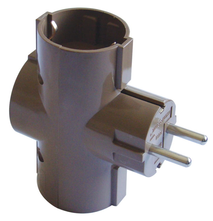 Rozgałęźnik wielogniazdowy SCHUKO, zwykły, brązowy 3×SCHUKO, max.16A, 250V TDUGO-BARN Tracon Electric