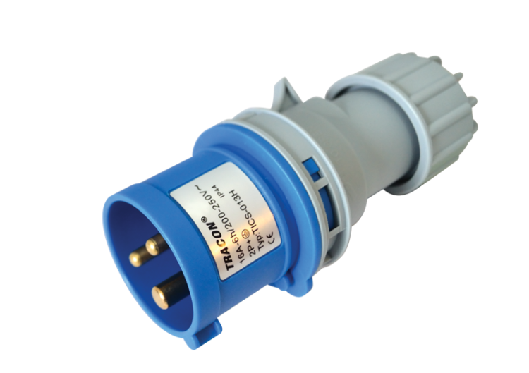 Wtyczka przemysłowa, z dławikiem zewnetrznym 16A, 250V, 2P+E, 6h, IP44 TICS-013H Tracon Electric