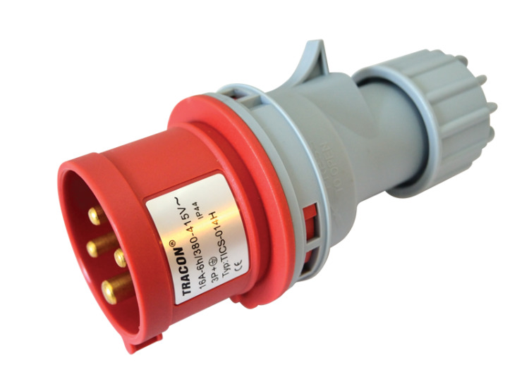 Wtyczka przemysłowa, z dławikiem zewnetrznym 16A, 400V, 3P+E, 6h, IP44 TICS-014H Tracon Electric
