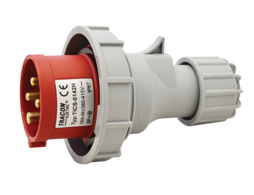 Wtyczka przemysłowa ze zwiększoną ochroną 16A, 400V, 3P+E, 6h, IP67 TICS-0142H Tracon Electric