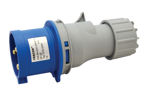 Wtyczka przemysłowa, z dławikiem zewnętrznym 32A, 230V, 2P+E, 6h, IP44 TICS-023H Tracon Electric