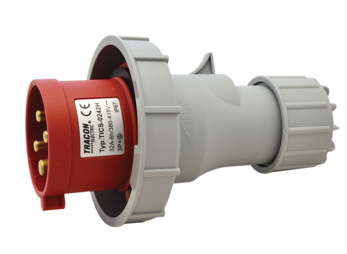 Wtyczka przemysłowa ze zwiększoną ochroną 32A, 400V, 3P+E, 6h, IP67 TICS-0242H Tracon Electric