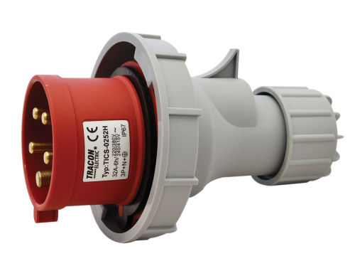 Wtyczka przemysłowa ze zwiększoną ochroną 32A, 400V, 3P+N+E, 6h, IP67 TICS-0252H Tracon Electric