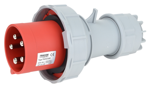 Wtyczka przemysłowa ze zwiększoną ochroną 63A, 400V, 3P+N+E, 6h, IP67 TICS-035 Tracon Electric
