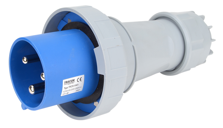 Wtyczka przemysłowa ze zwiększoną ochroną 125A, 250V, 2P+E, 6h, IP67 TICS-043 Tracon Electric