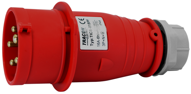 Wtyczka przemysłowa z opcją odwrócenia fazy 16A, 400V, 3P+N+E, 6h, IP44 TICS-015PF Tracon Electric