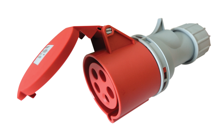 Przenośne gniazdo przemysłowe z dławikiem zewnętrznym 16A, 400V, 3P+N+E, 6h, IP44 TICS-215H Tracon Electric