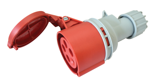 Przenośne gniazdo przemysłowe z dławikiem zewnętrznym 32A, 400V, 3P+N+E, 6h, IP44 TICS-225H Tracon Electric
