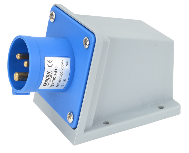 Wtyczka przemysłowa natynkowa 16A, 250V, 2P+E, 6h, IP44 TICS-513 Tracon Electric