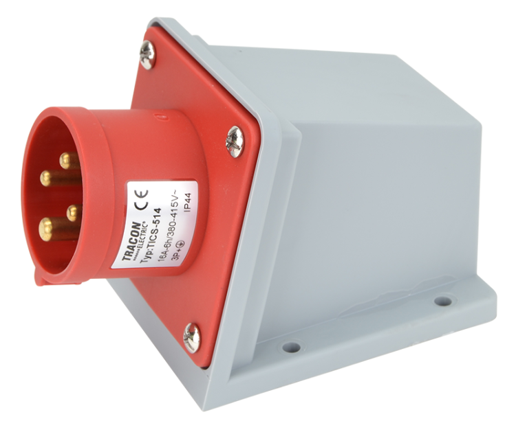 Wtyczka przemysłowa natynkowa 16A, 400V, 3P+E, 6h, IP44 TICS-514 Tracon Electric