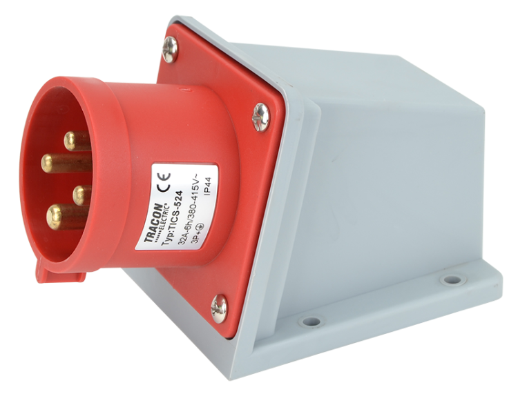 Wtyczka przemysłowa natynkowa 32A, 400V, 3P+E, 6h, IP44 TICS-524 Tracon Electric