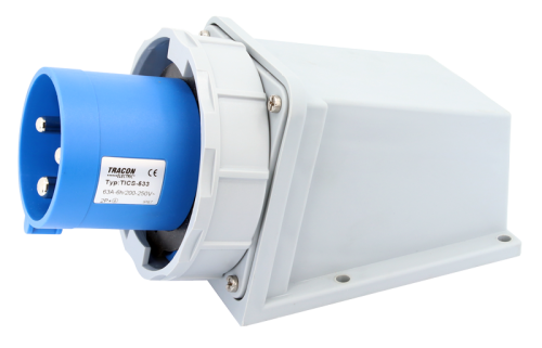 Wtyczka przemysłowa natynkowa 63A, 250V, 2P+E, 6h, IP67 TICS-533 Tracon Electric