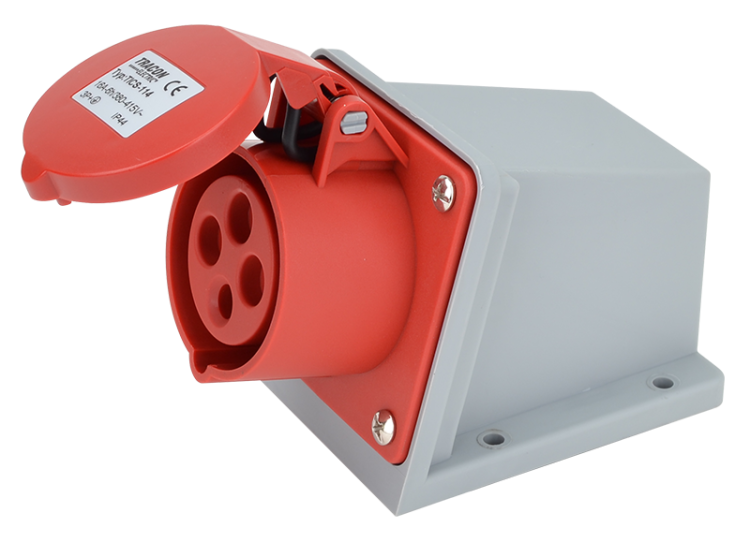 Gniazdo przemysłowe natynkowe 16A, 400V, 3P+E, 6h, IP44 TICS-114 Tracon Electric