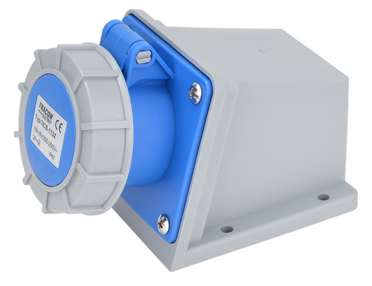 Gniazdo przemysłowe natynkowe 16A, 250V, 2P+E, 6h, IP67 TICS-1132 Tracon Electric