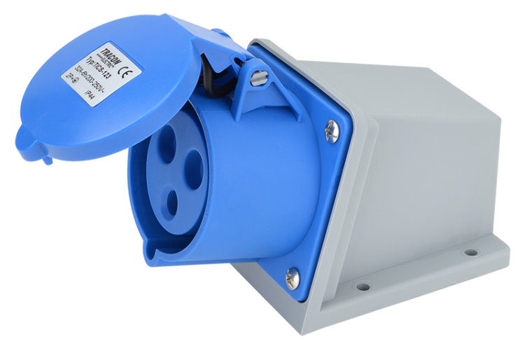 Gniazdo przemysłowe natynkowe 32A, 250V, 2P+E, 6h, IP44 TICS-123 Tracon Electric
