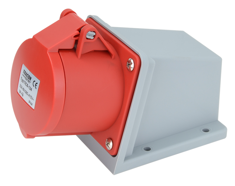 Gniazdo przemysłowe natynkowe 32A, 400V, 3P+E, 6h, IP44 TICS-124 Tracon Electric