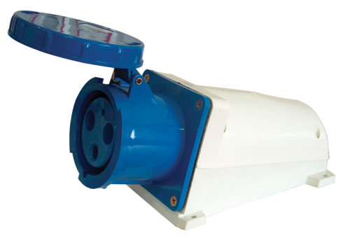 Gniazdo przemysłowe natynkowe 63A, 250V, 2P+E, 6h, IP67 TICS-133 Tracon Electric