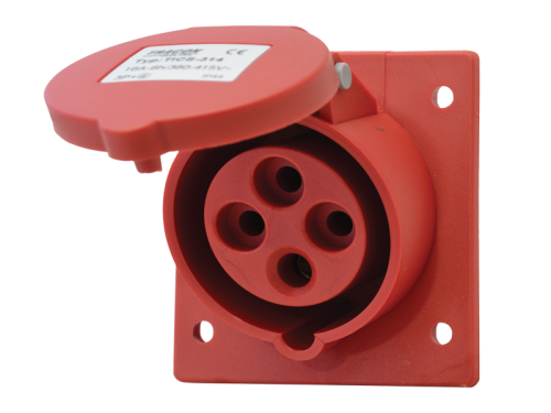 Gniazdo przemysłowe instalacyjne - skośne 16A, 400V, 3P+E, 6h, IP44 TICS-314 Tracon Electric