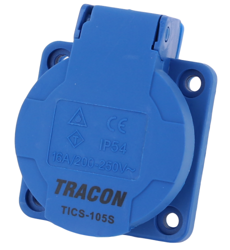 Gniazdo przemysłowe do zabudowy, schuko, okrągłe 16A, 250V, 2P+E, IP54 (SCHUKO) TICS-105S Tracon Electric