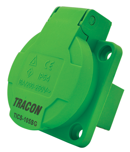 Gniazdo przemysłowe do zabudowy, schuko, okrągłe 16A, 250V, 2P+E, IP54 (SCHUKO) TICS-105SG Tracon Electric