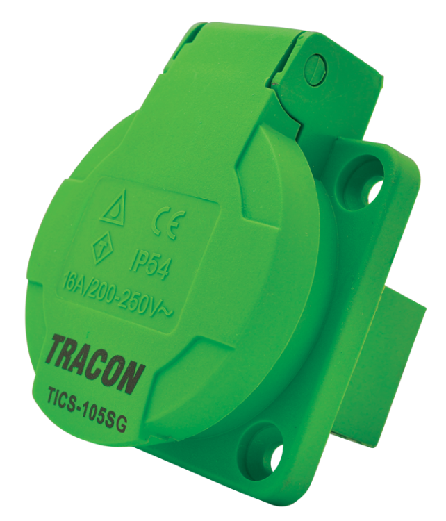 Gniazdo przemysłowe do zabudowy, schuko, okrągłe 16A, 250V, 2P+E, IP54 (SCHUKO) TICS-105SG Tracon Electric