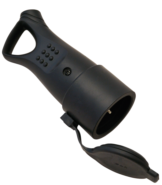 Gumowe gniazdo z ochroną, z uchwytem 16A, 250V, 2P+E, IP44 (SCHUKO) TICS-212GH Tracon Electric