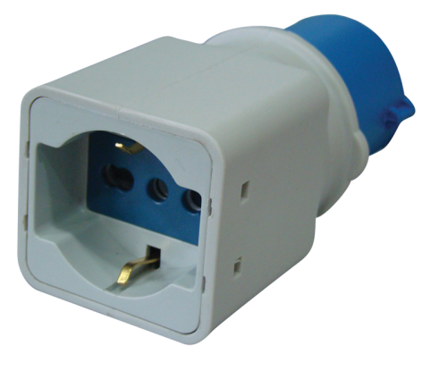 Adapter CEE/Schuko 16A, 250V, IN 2P+E 6h (CEE), OUT 2P+E (Schuko) TICS-A1 Tracon Electric