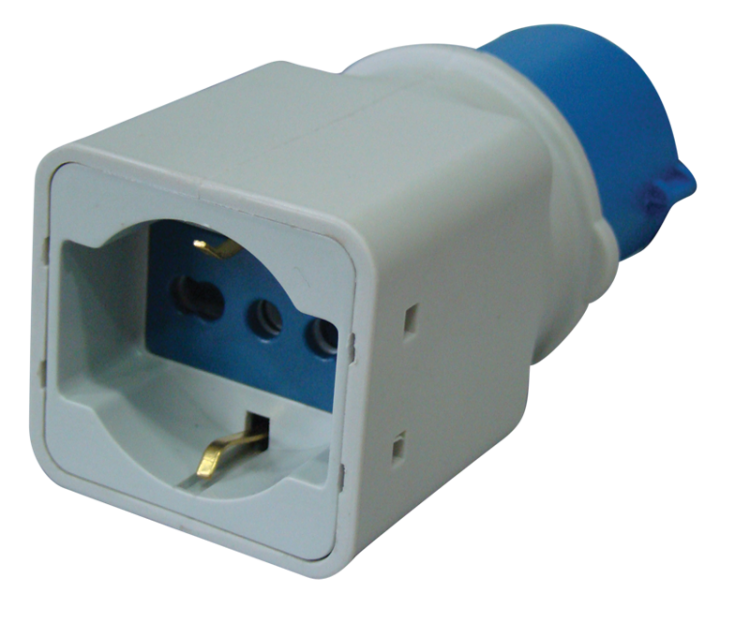 Adapter CEE/Schuko 16A, 250V, IN 2P+E 6h (CEE), OUT 2P+E (Schuko) TICS-A1 Tracon Electric