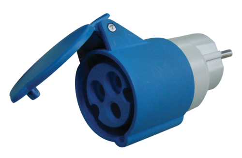 Adapter Schuko/CEE 16A, 250V, IN 2P+E (Schuko), OUT 2P+E 6h (CEE) TICS-A3 Tracon Electric