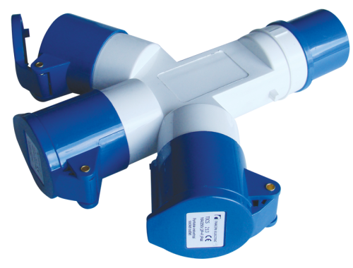 Rozgałęziacz przemysłowy 16A, IN 1x2P+E 6h, OUT 3x2P+E 6h, IP44 TICS-1023 Tracon Electric