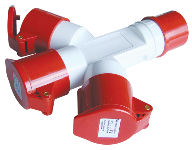 Rozgałęziacz przemysłowy 16A, IN 1x3P+E 6h, OUT 3x3P+E 6h, IP44 TICS-1024 Tracon Electric