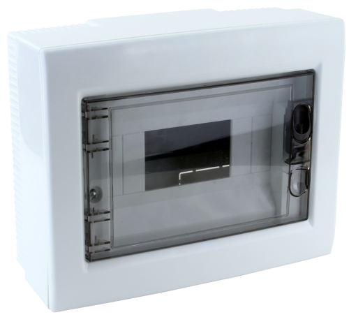 Rozdzielnica natynkowa z dymnymi płaskimi drzwiami, plastik 1×8 (8) modul, IP40, (H×W×D=195×240×90mm) EDFKS-8/1 Tracon Electric