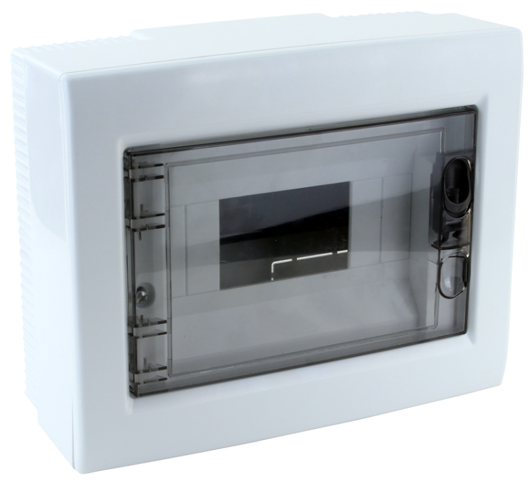 Rozdzielnica natynkowa z dymnymi płaskimi drzwiami, plastik 1×8 (8) modul, IP40, (H×W×D=195×240×90mm) EDFKS-8/1 Tracon Electric