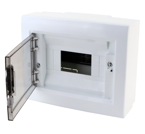 Rozdzielnica natynkowa z dymnymi płaskimi drzwiami, plastik 1×8 (8) modul, IP40, (H×W×D=195×240×90mm) EDFKS-8/1 Tracon Electric