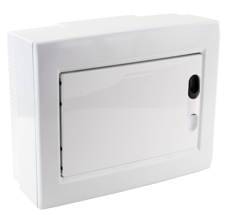 Rozdzielnica natynkowa z białymi płaskimi drzwiami, plastik 1×8 (8) modul, IP40, (H×W×D=195×240×90mm) EDFKSN-8/1 Tracon Electric